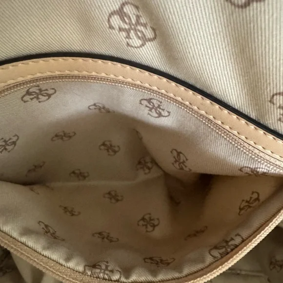 GUESS Monogram Leather Backpack in Brown and Tan - Picture 16 of 16